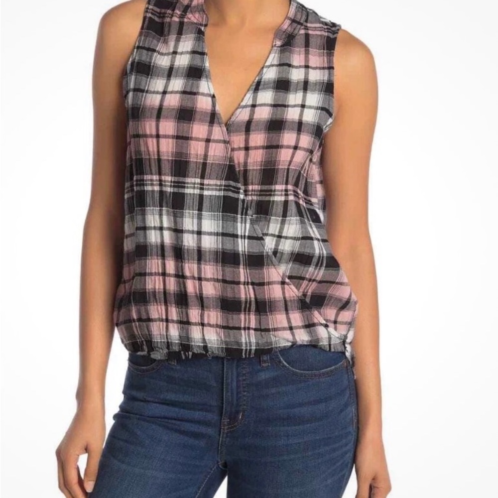 NWT Splendid Black and Pink Plaid Shirt Never Opened Country Cabincore Casual